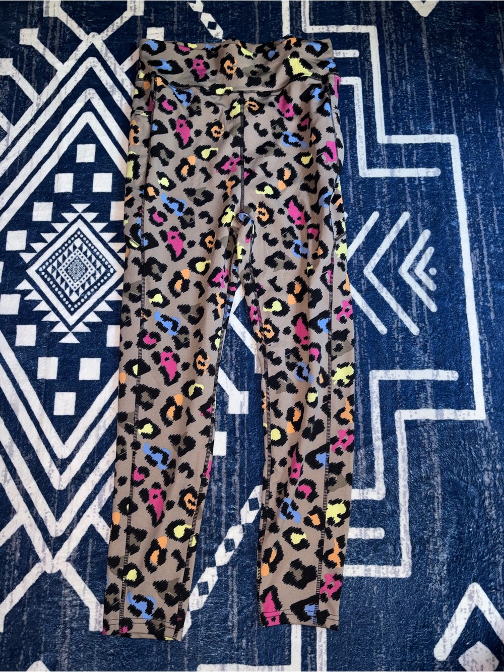 POP Fit Tan Leggings with Neon Leopard Print